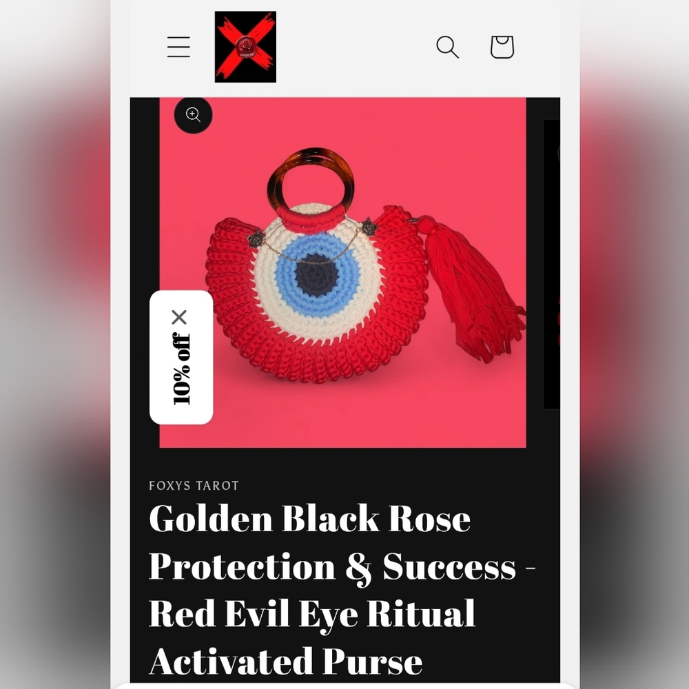 Golden Black Rose Protection & Success Red Evil Eye Ritual Activated Purse